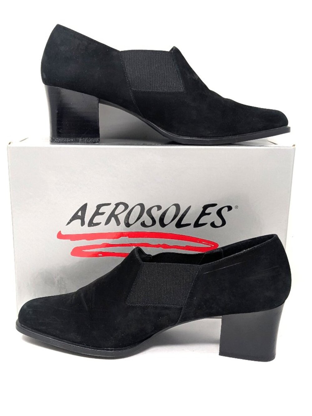 Aerosoles Heel A Copter Size 10 B Black Suede Leather Upper Shoes NEW in box